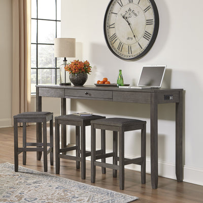 Caitbrook Gray 4-Piece Counter Table and Bar Stools