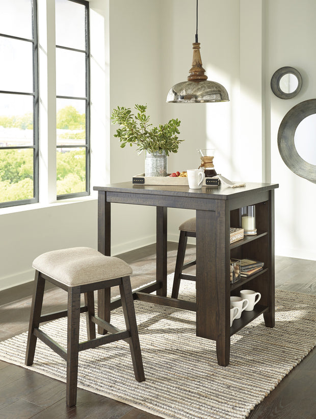 Rokane Brown 3-Piece Counter Table and Bar Stools
