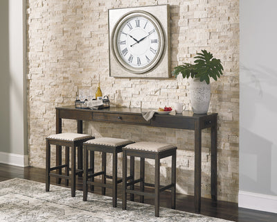 Rokane Brown 4-Piece Counter Table and Bar Stools