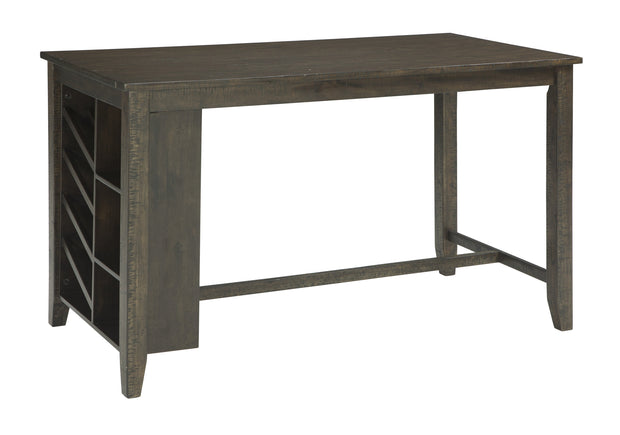 Rokane Brown Counter Height Dining Table with Storage