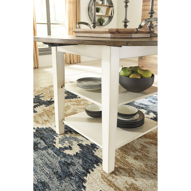 Bardilyn Antique White/Brown Drop Leaf Dining Table