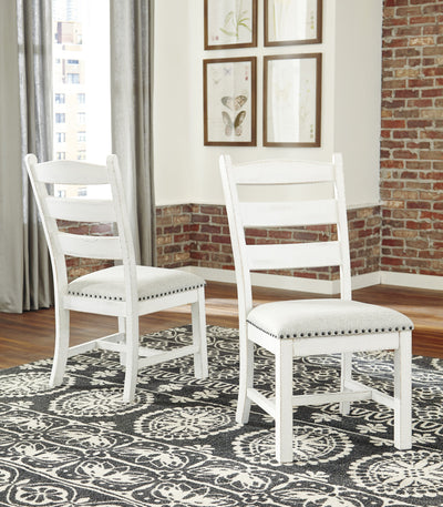 Valebeck White/Beige Upholstered Side Chair, Set of 2