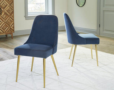 Trishcott Blue Upholstered Side Chair, Set of 2