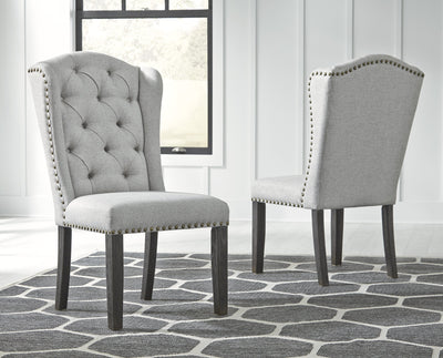 Jeanette Black/Linen Side Chair, Set of 2