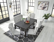 Jeanette Black/Linen Dining Room Set