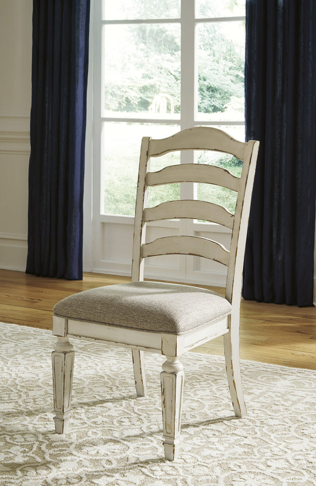 Realyn Chipped White Ladderback Side Chair, Set of 2