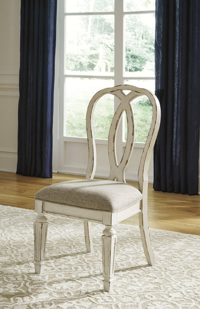 Realyn Chipped White Ribbon Back Side Chair, Set of 2