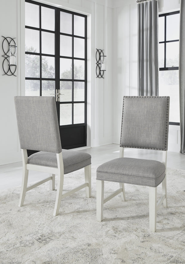 Nashbryn Gray/White Upholstered Side Chair, Set of 2