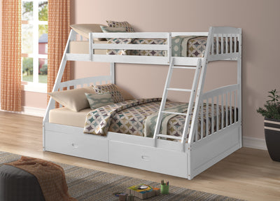 Miller White Twin over Full Bunk Bed with Storage Drawers