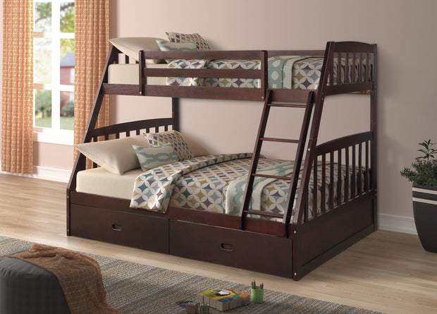 Miller Espresso Twin over Full Bunk Bed with Storage Drawers