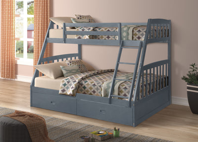 Miller Gray Twin over Full Bunk Bed with Storage Drawers