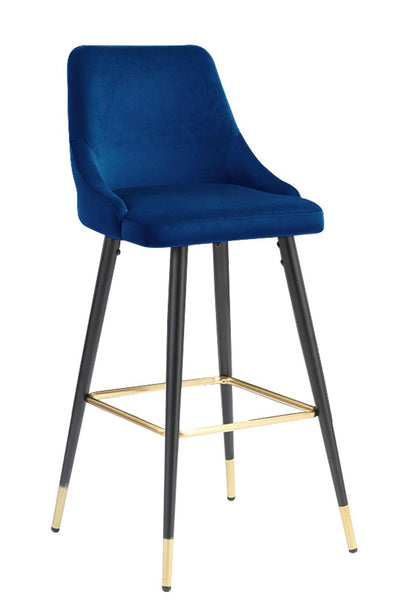 Auburn Blue Velvet Upholstered Bar Chair, Set of 2