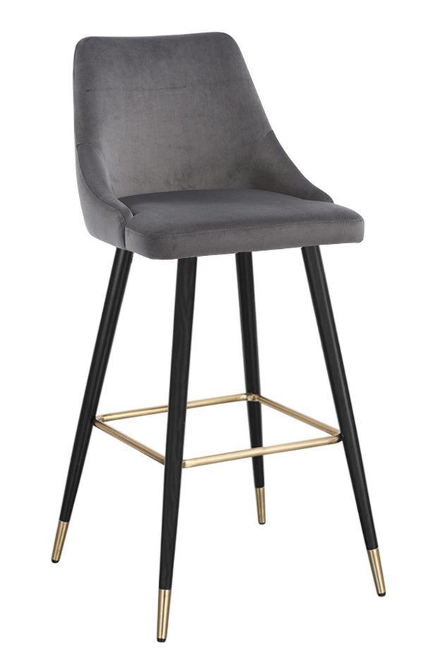 Auburn Charcoal Velvet Upholstered Bar Chair, Set of 2
