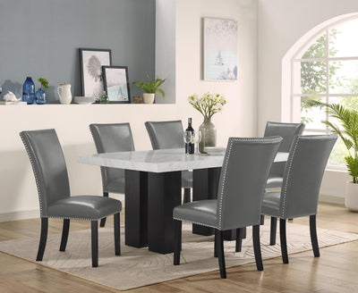 Iris Silver Faux Marble Dining Room Set