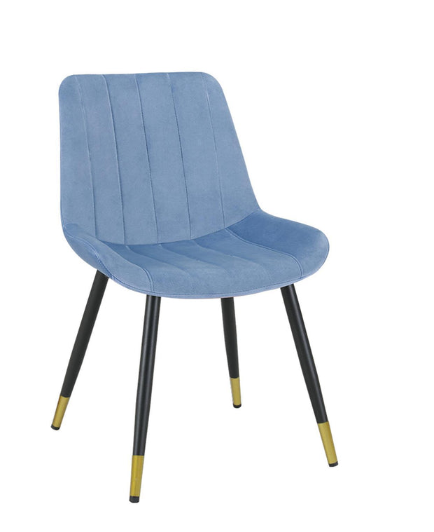 Enzo Blue Velvet Upholstered Dining Chair, Set of 2