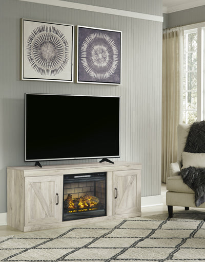 Bellaby Whitewash RTA Large TV Stand w/Fireplace Option