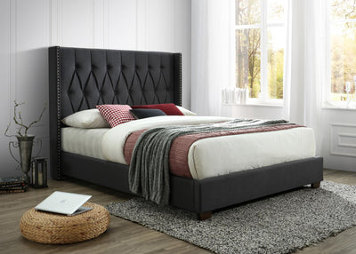 Kyrie Charcoal Queen Upholstered Bed