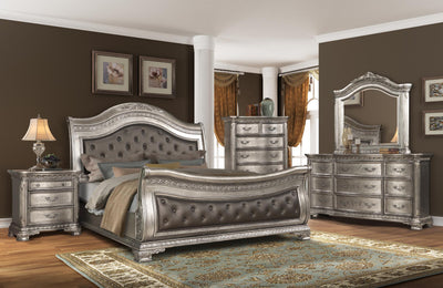 Milan Silver Sleigh Bedroom Set