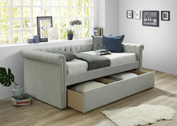 Zayden Light Gray Twin Daybed with Storage