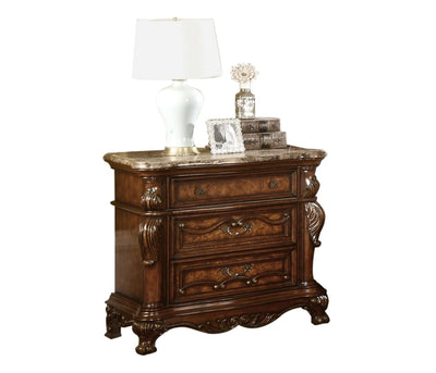 Brayton Brown Nightstand with Marble Top