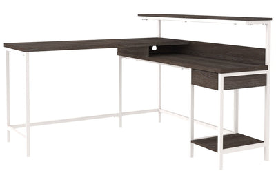 Dorrinson Two-tone Home Office L-Desk with Storage
