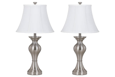 Rishona Brushed Silver Finish Table Lamp (Set of 2)