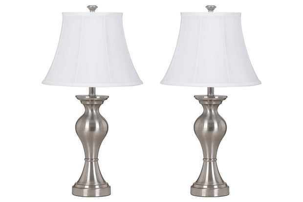 Rishona Brushed Silver Finish Table Lamp (Set of 2)