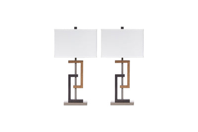 Syler Brown/Silver Finish Table Lamp (Set of 2)
