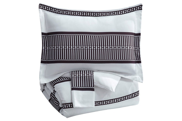 Masako Black/White 3-Piece King Comforter Set