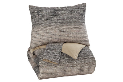 Arturo Natural/Charcoal 3-Piece King Duvet Cover Set