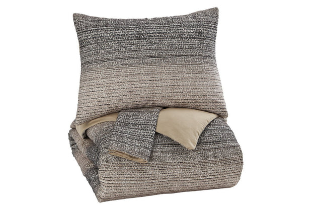 Arturo Natural/Charcoal 3-Piece Queen Duvet Cover Set