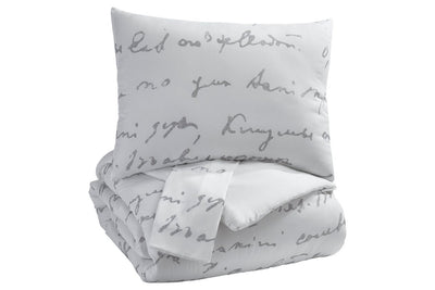 Adrianna White/Gray 3-Piece Queen Comforter Set