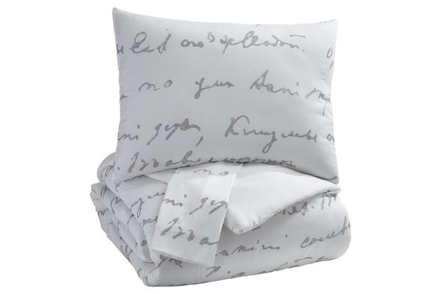 Adrianna White/Gray 3-Piece Queen Comforter Set