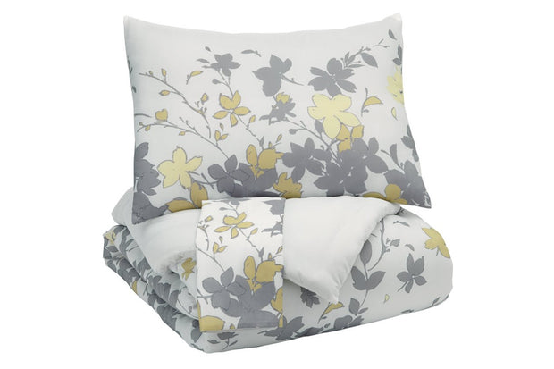 Maureen Gray/Yellow 3-Piece King Comforter Set