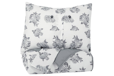 Meghdad Gray/White 3-Piece Full Comforter Set