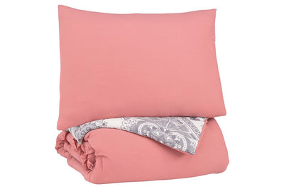 Avaleigh Pink/White/Gray Twin Comforter Set