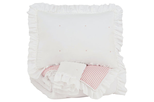 Jenalyn White/Light Pink Full Comforter Set