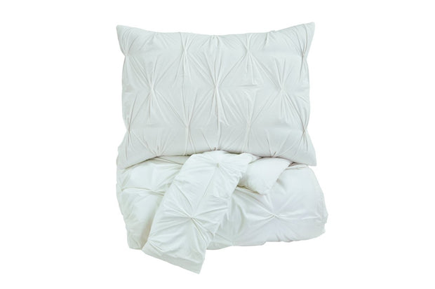Rimy White 3-Piece King Comforter Set