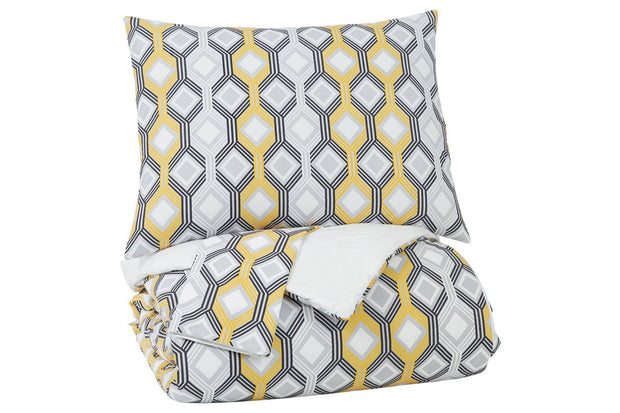 Mato Gray/Yellow/White 3-Piece King Comforter Set