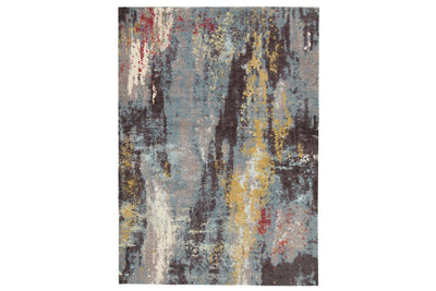 Quent Blue/Gray/Yellow 5' x 7' Rug