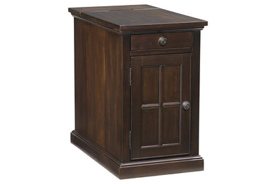 Laflorn Dark Brown Chairside End Table with USB Ports & Outlets