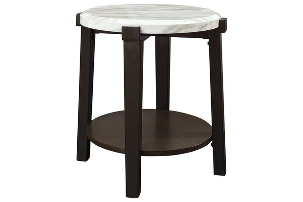 Janilly Dark Brown/White End Table
