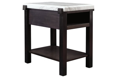 Janilly Dark Brown/White Chairside End Table