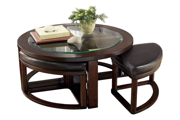 Marion Dark Brown Coffee Table with Nesting Stools