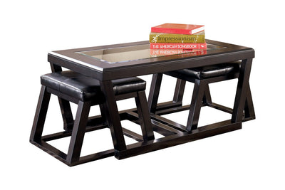 Kelton Espresso Coffee Table with Nesting Stools