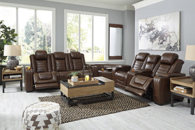 Backtrack Chocolate Leather Power Reclining Living Room Set