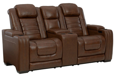 Backtrack Chocolate Power Reclining Loveseat with Console