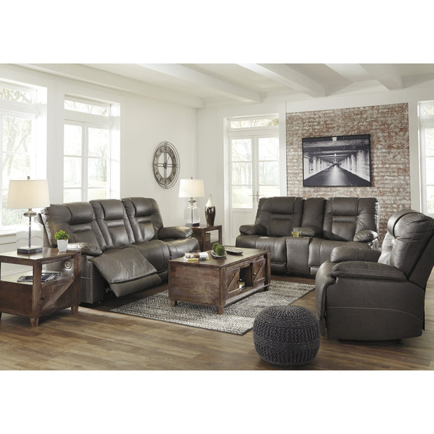 Wurstrow Smoke Leather Power Reclining Sofa