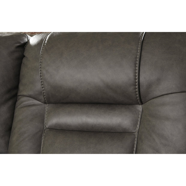 Wurstrow Smoke Leather Power Reclining Sofa