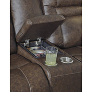 Wurstrow Umber Leather Power Reclining Loveseat